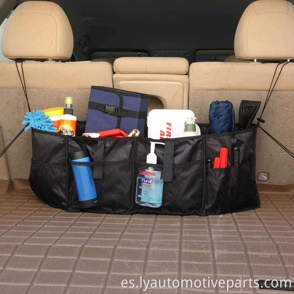 Organizador del tronco Organizador de almacenamiento de asiento trasero Compartimentos múltiples colapsables Portátiles para SUV Car Truck Auto